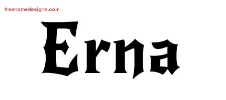 Erna Gothic Name Tattoo Designs