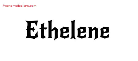 Ethelene Gothic Name Tattoo Designs