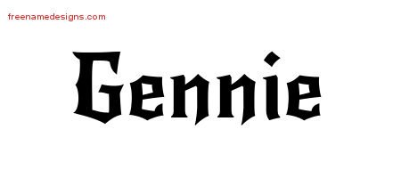 Gennie Gothic Name Tattoo Designs