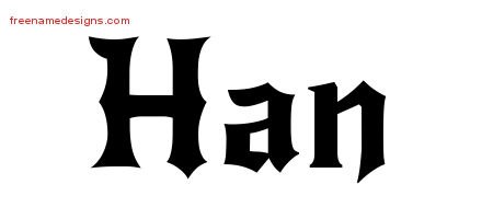 Han Gothic Name Tattoo Designs