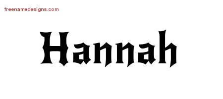 Hannah Gothic Name Tattoo Designs