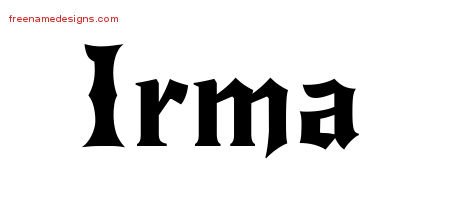 Irma Gothic Name Tattoo Designs
