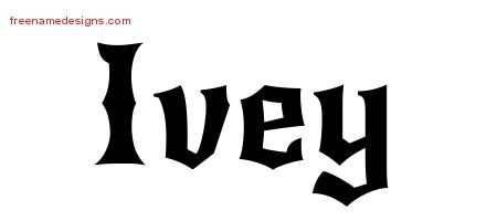 Ivey Gothic Name Tattoo Designs