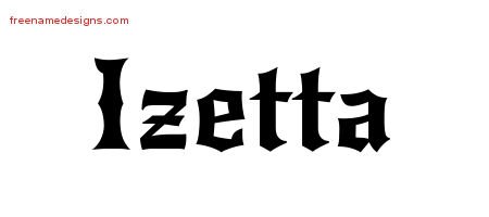 Izetta Gothic Name Tattoo Designs