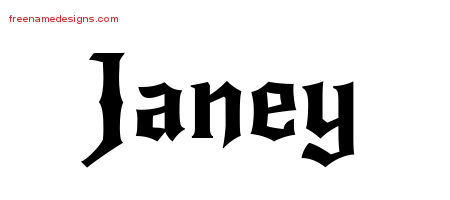 Janey Gothic Name Tattoo Designs