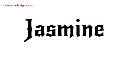 Jasmine Gothic Name Tattoo Designs