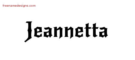 Jeannetta Gothic Name Tattoo Designs