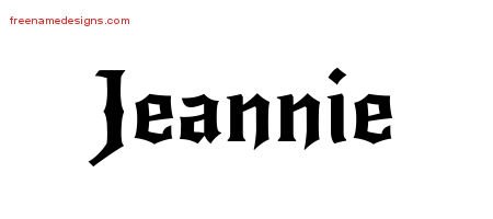 Jeannie Gothic Name Tattoo Designs