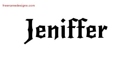 Jeniffer Gothic Name Tattoo Designs