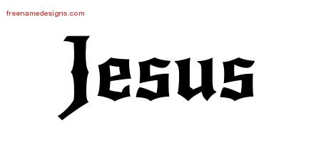 Jesus Gothic Name Tattoo Designs