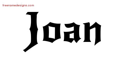 Joan Gothic Name Tattoo Designs