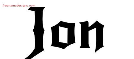 Jon Gothic Name Tattoo Designs