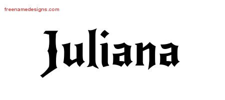 Juliana Gothic Name Tattoo Designs