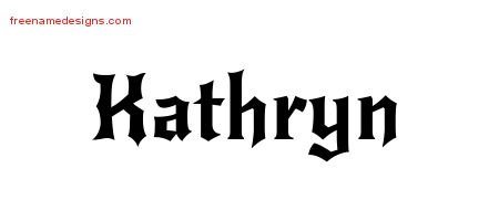 Kathryn Gothic Name Tattoo Designs