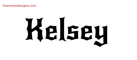 Kelsey Gothic Name Tattoo Designs