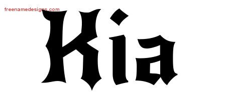 Kia Gothic Name Tattoo Designs