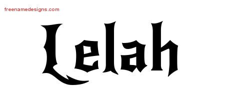 Lelah Gothic Name Tattoo Designs