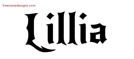 Lillia Gothic Name Tattoo Designs