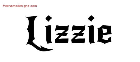 Lizzie Gothic Name Tattoo Designs