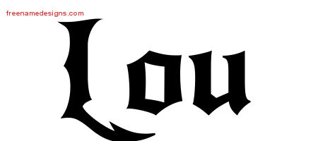 Lou Gothic Name Tattoo Designs
