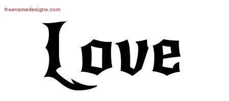 Love Gothic Name Tattoo Designs