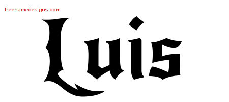 Luis Gothic Name Tattoo Designs
