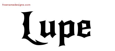 Lupe Gothic Name Tattoo Designs