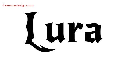 Lura Gothic Name Tattoo Designs