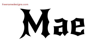 Mae Gothic Name Tattoo Designs