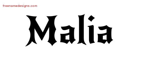 Malia Gothic Name Tattoo Designs