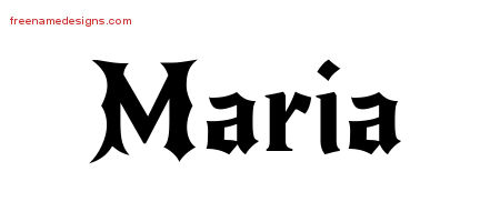 Maria Gothic Name Tattoo Designs