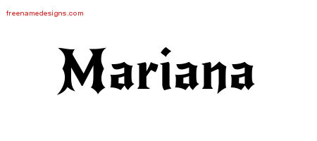 Mariana Gothic Name Tattoo Designs