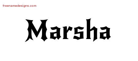 Marsha Gothic Name Tattoo Designs