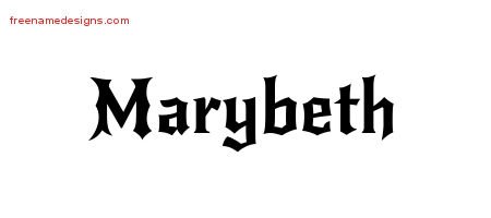 Marybeth Gothic Name Tattoo Designs