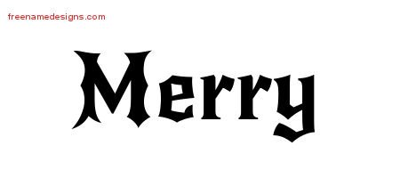 Merry Gothic Name Tattoo Designs