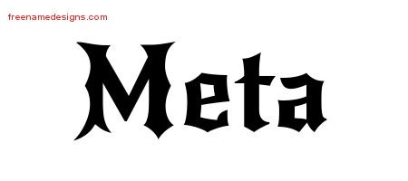 Meta Gothic Name Tattoo Designs