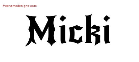 Micki Gothic Name Tattoo Designs