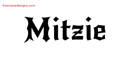 Mitzie Gothic Name Tattoo Designs