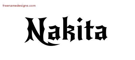 Nakita Gothic Name Tattoo Designs
