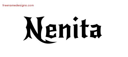 Nenita Gothic Name Tattoo Designs
