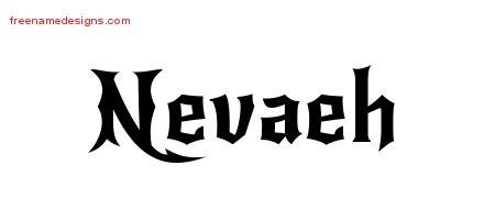 Nevaeh Gothic Name Tattoo Designs