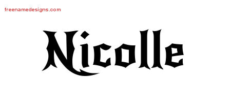 Nicolle Gothic Name Tattoo Designs