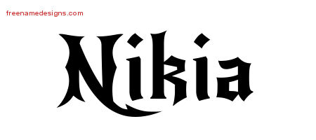 Nikia Gothic Name Tattoo Designs