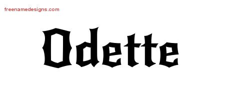 Odette Gothic Name Tattoo Designs