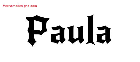 Paula Gothic Name Tattoo Designs