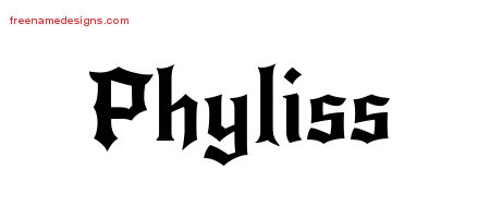Phyliss Gothic Name Tattoo Designs