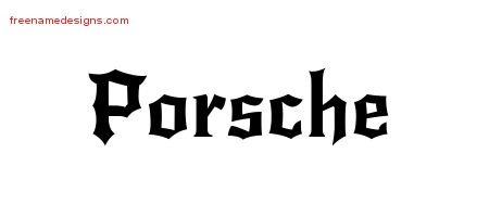 Porsche Gothic Name Tattoo Designs