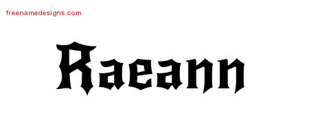 Raeann Gothic Name Tattoo Designs