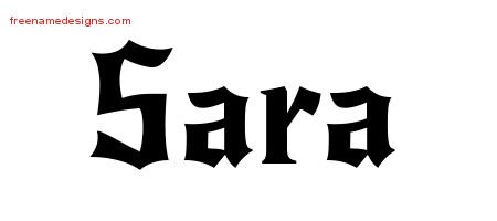Sara Gothic Name Tattoo Designs