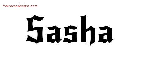 Sasha Gothic Name Tattoo Designs